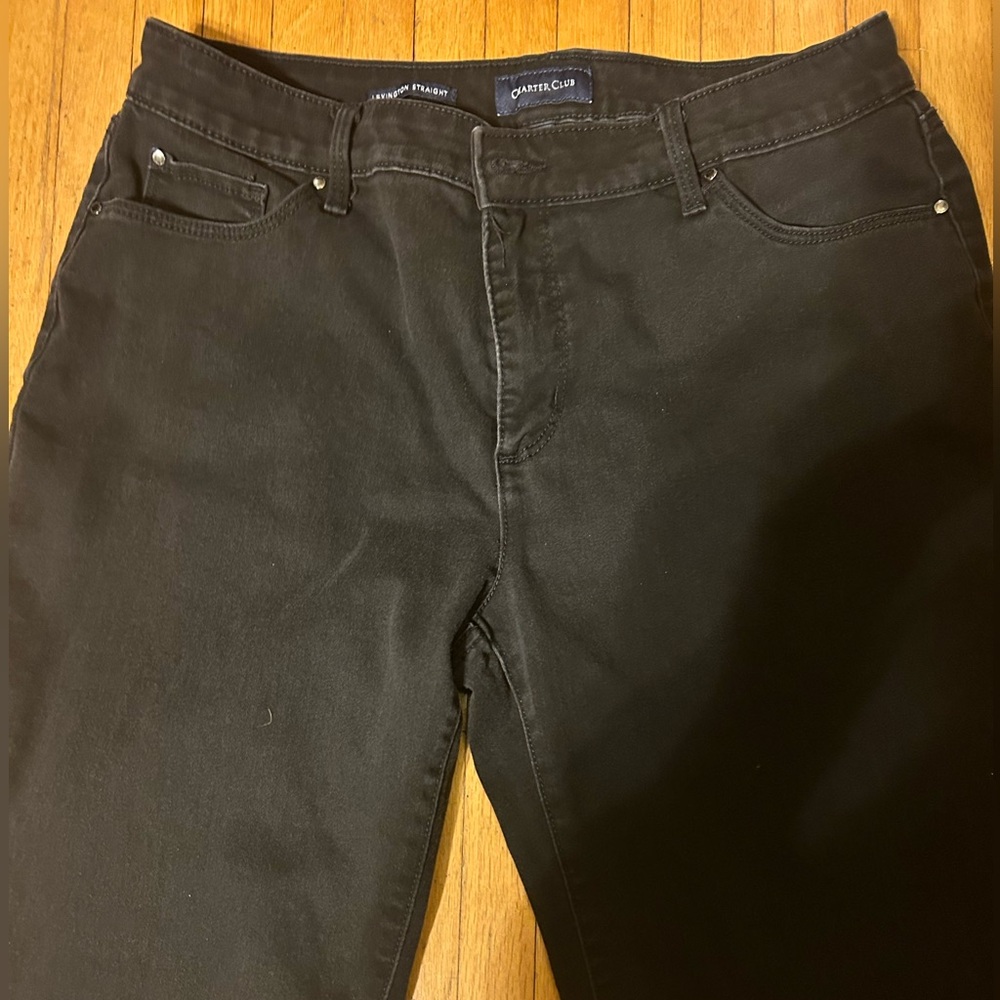 Charter Club Black Straight Leg Jeans Size 16 Petite